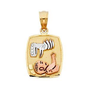 14K Tri Color Gold Religious Pendant